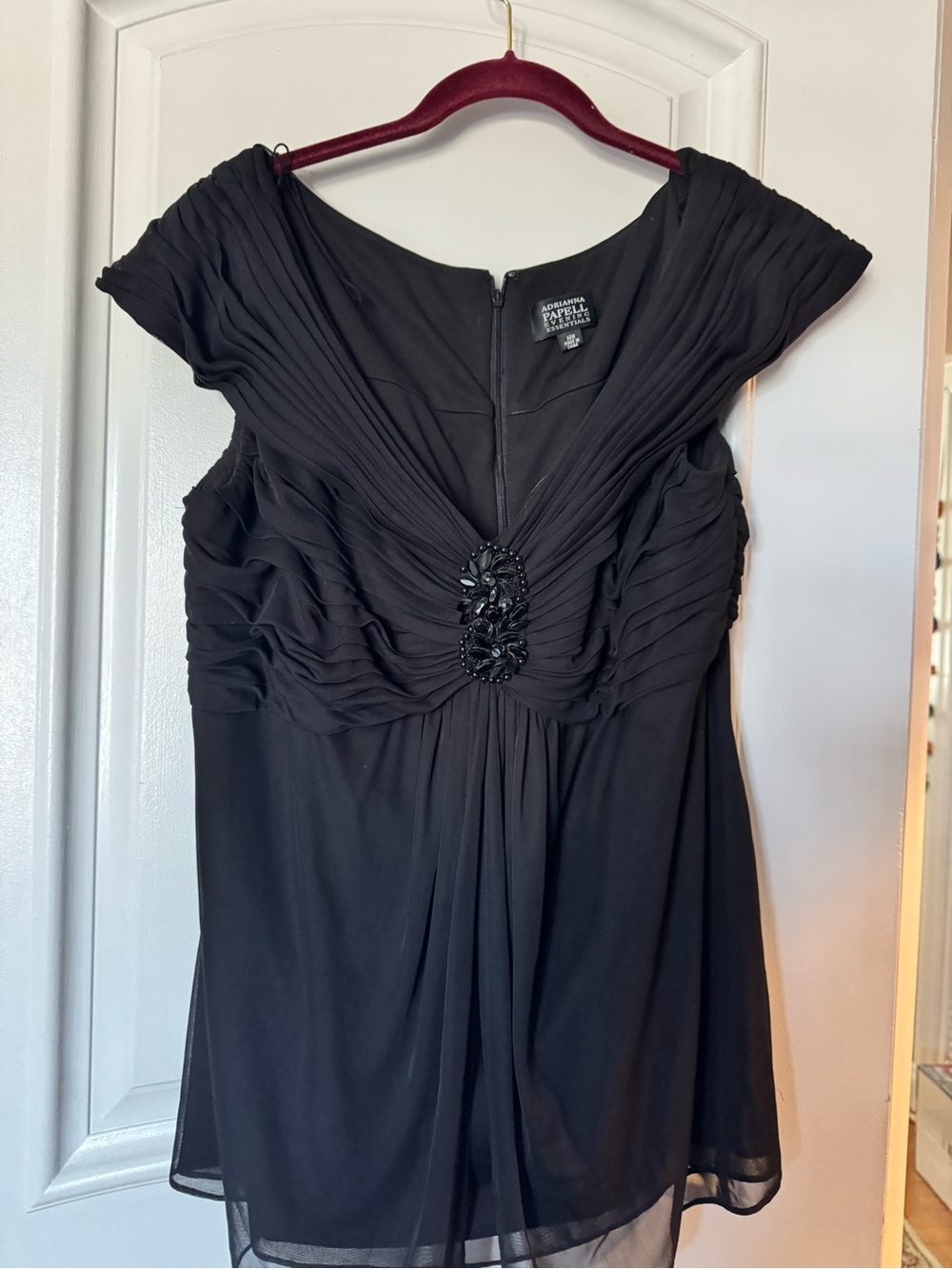 Adrianna Papell Black Cap Sleeve Evening Top size 14